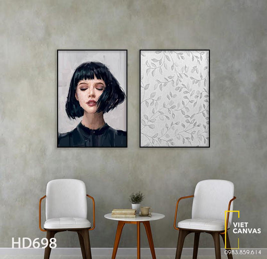 Bộ 2 Tranh Cô Gái Và Nhánh Lá - HD698