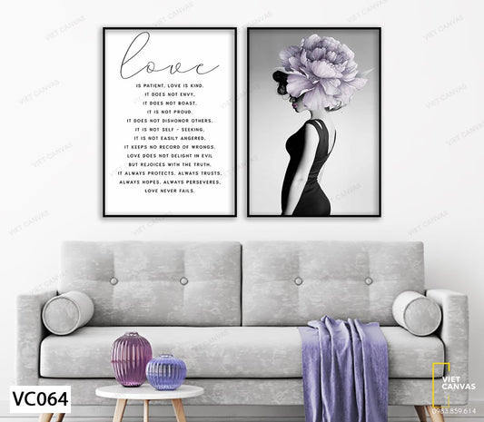 Bộ 2 Tranh Cô Gái Bên Hoa Và Quotes - VC064