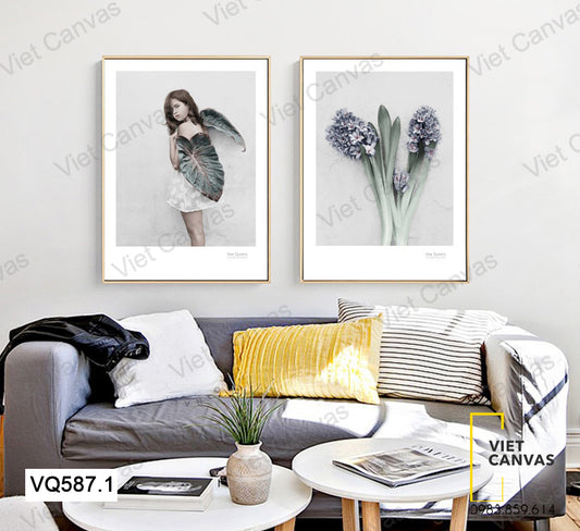Bộ 2 Tranh Cô Gái Và Hoa - VQ587.1