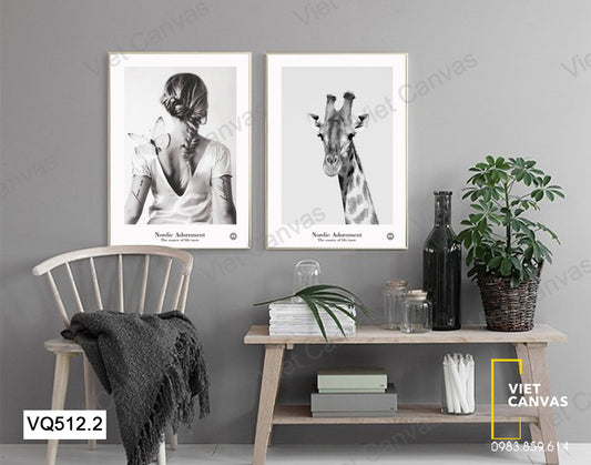 Bộ 2 Tranh Cô Gái Và Hươu Cao Cổ - VQ512.2