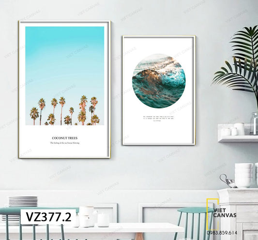 Bộ 2 Tranh Biển Xanh Và Rừng Dừa - VZ377.2