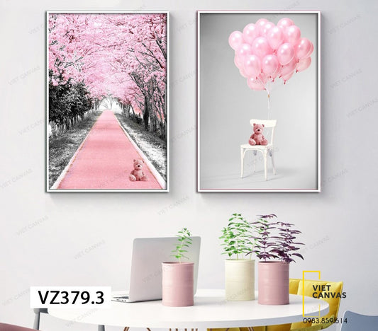 Bộ 2 Tranh Bong Bóng Và Con Đường Màu Hồng - VZ379.3