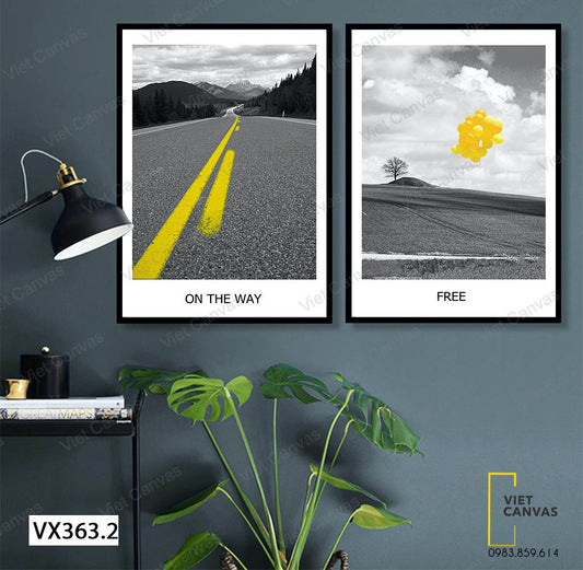 Bộ 3 Tranh Con Đường Và Cánh Đồng Cỏ - VX363.2