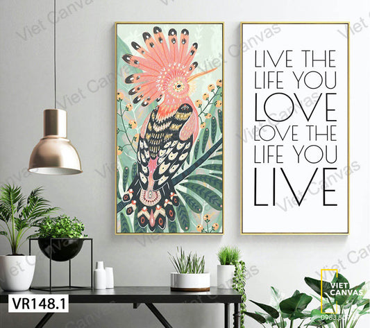 Bộ 2 Tranh Chim Đầu Rìu Và Quotes - VR148