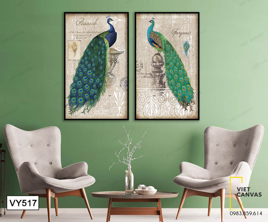 Bộ 2 Tranh Chim Công Sải Cánh - VK517