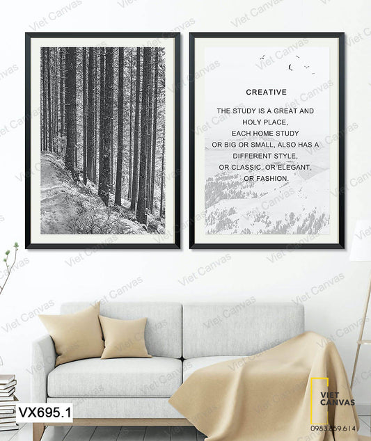 Bộ 2 Tranh Rừng Cây Và Quotes - VX695.1