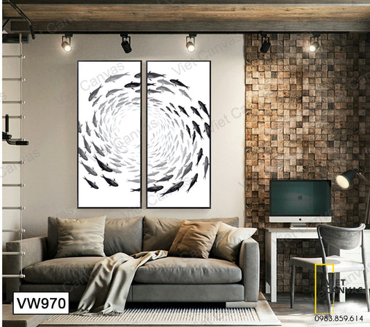 Bộ 2 Tranh Đàn Cá - VW970