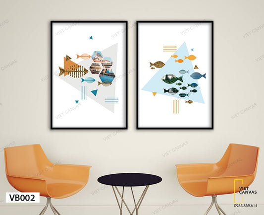 Bộ 2 Tranh Đàn Cá Của Đại Dương Xanh - VB002