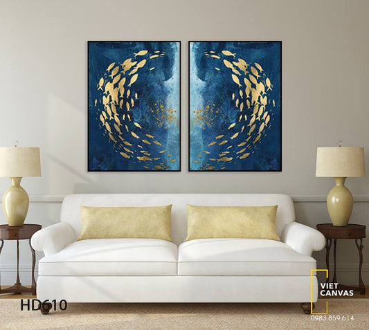 Bộ 2 Tranh Đàn Cá Vàng - HD610