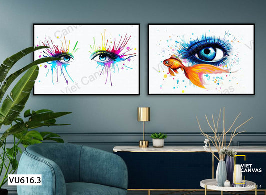 Bộ 2 Tranh Đôi Mắt Và Con Cá Vàng - VU616.3