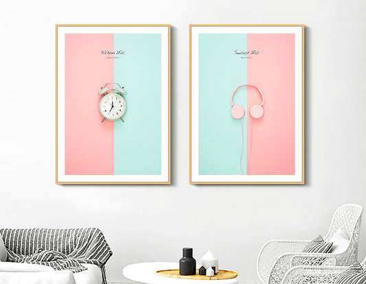 Bộ 2 Tranh Đồng Hồ Báo Thức Và Tai Nghe - VX027.2
