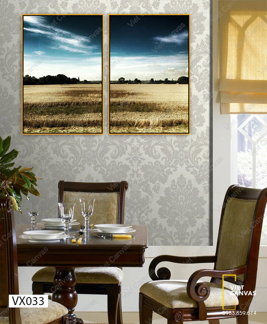 Bộ 2 Tranh Đồng Lúa Khi Chiều Tà - VX033.1