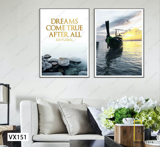 Bộ 2 Tranh Bờ Biển Và Quotes - VX151