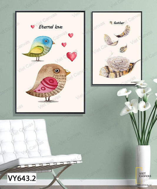 Bộ 2 Tranh Chim Và Lông Vũ - VY643.2