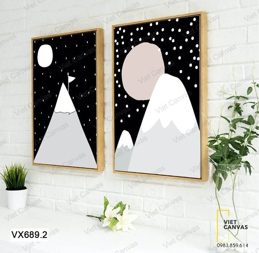 Bộ 2 Tranh Gấu Và Núi Tuyết - VX689.2