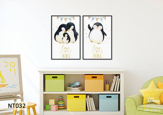 Bộ 2 Tranh Gia Đình Chim Cánh Cụt - NT032
