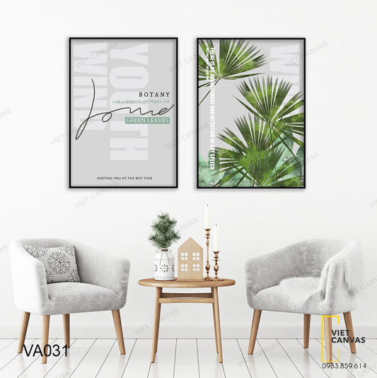 Bộ 2 Tranh Lá Cây Xanh Và Quotes - VA031