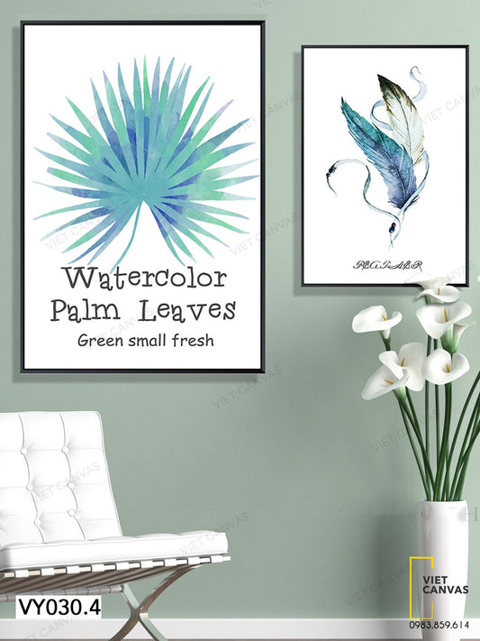 Bộ 2 Tranh Lá Cọ Và Lông Vũ - VY030.4