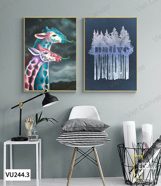 Bộ 2 Tranh Hai Con Hươu Cao Cổ - VU244.3