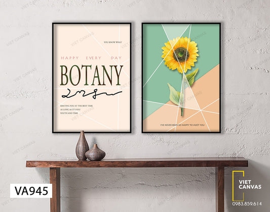 Bộ 2 Tranh Hoa Hướng Dương Và Quotes - VA945