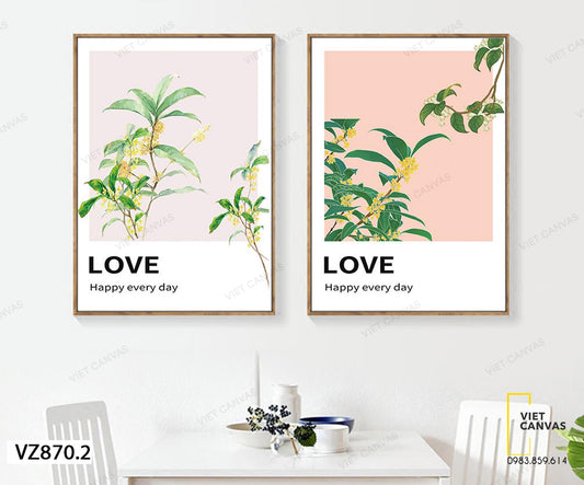 Bộ 2 Tranh Cành Lá Tươi Xanh - VZ870.2
