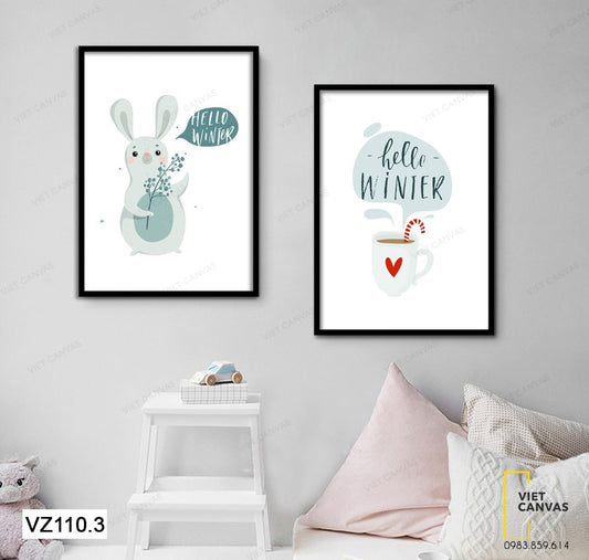Bộ 2 Tranh Thỏ Và Tách Trà - VZ110.3