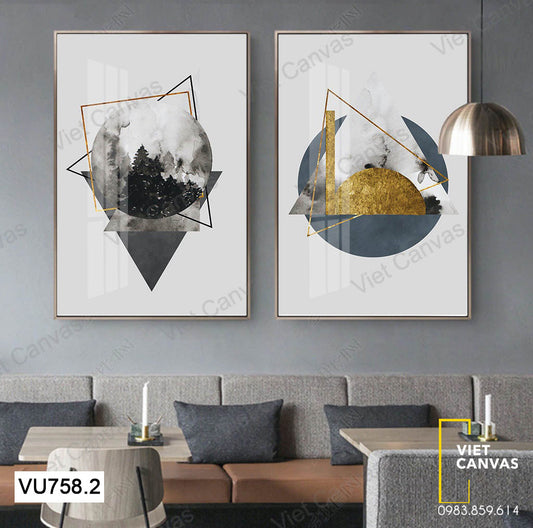 Bộ 2 Tranh Hình Tròn Và Tam Giác - VU758.2