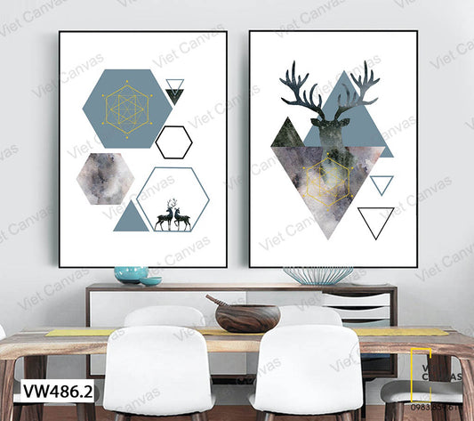Bộ 2 Tranh Hình Học Và Hươu - VW486.2