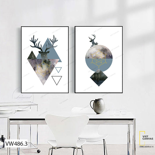 Bộ 2 Tranh Hình Học Và Sừng Hươu - VW486.3