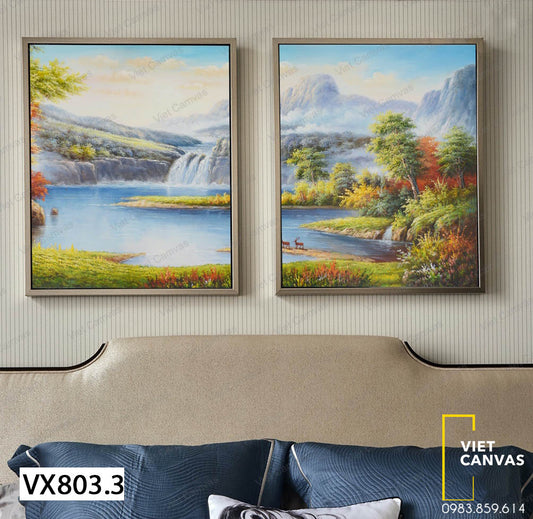 Bộ 2 Tranh Hồ Nước Thơ Mộng - VX803.3