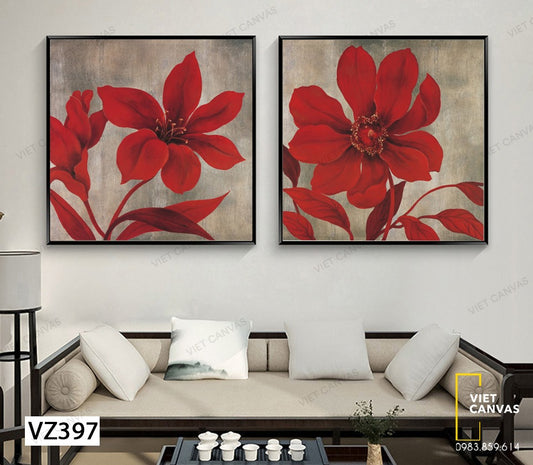 Bộ 2 Tranh Hoa Đỏ Rực Rỡ - VZ397