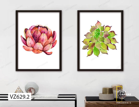 Bộ 2 Tranh Vẻ Đẹp Của Sen Đá - VZ629.2