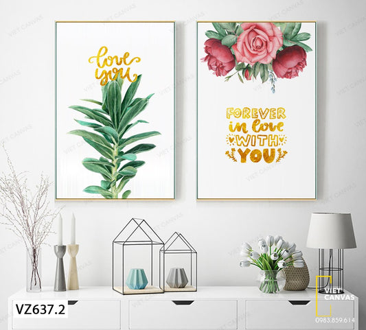 Bộ 2 Tranh Hoa Lá Đơn Giản - VZ637.2