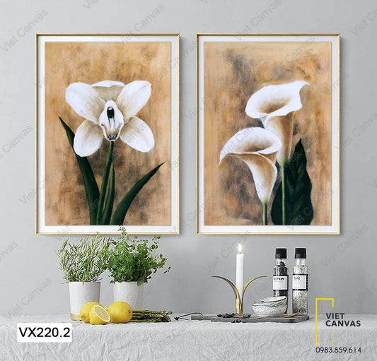 Bộ 2 Tranh Hoa Lan Và Hoa Vân Môn - VX220.2