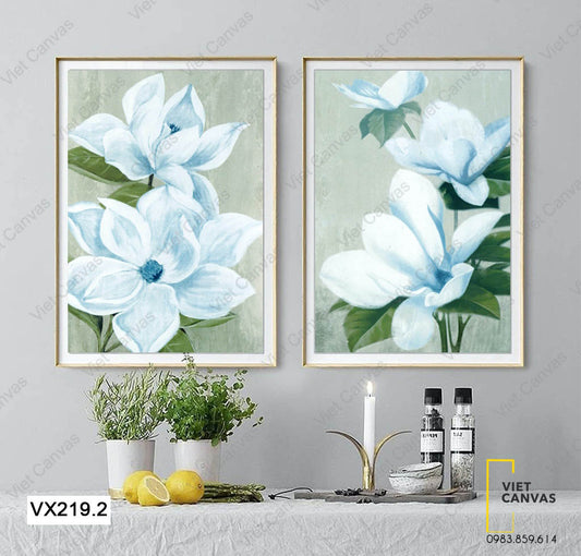 Bộ 2 Tranh Hoa Sắc Trắng Thanh Tao - VX219.2