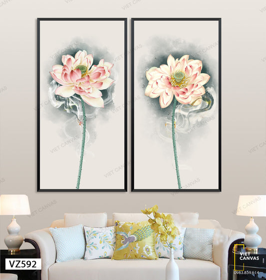 Bộ 2 Tranh Hoa Sen Nhẹ Nhàng - VZ592