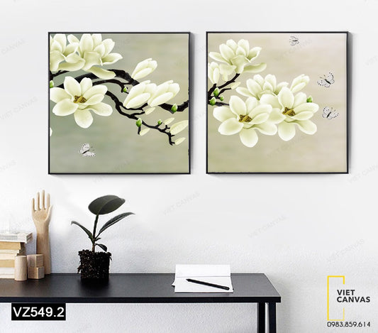 Bộ 2 Tranh Hoa Trắng Nhẹ Nhàng - VZ549.2