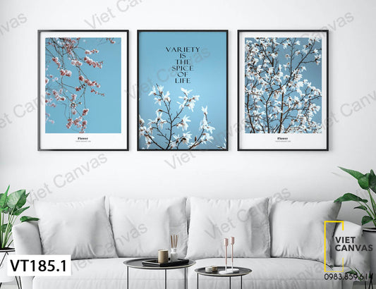 Bộ 3 Tranh Hoa Trong Trời Xanh - VT185.1