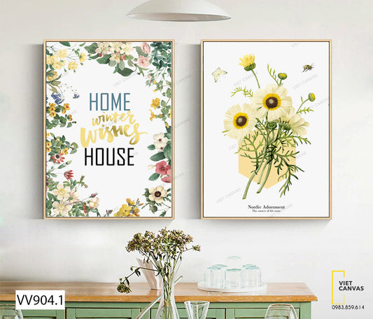 Bộ 2 Tranh Hoa Và Quotes - VV904.1