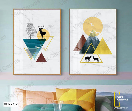Bộ 2 Tranh Hươu, Cây Và Tam Giác - VU771.2