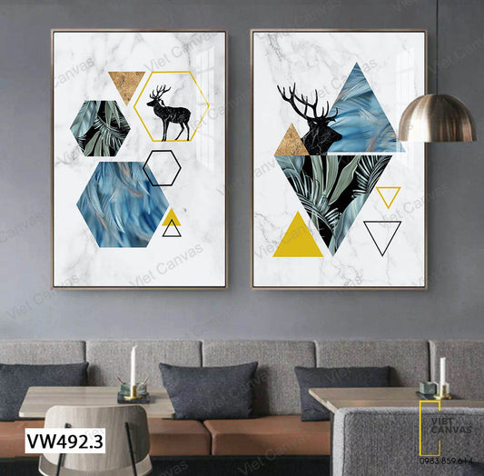 Bộ 2 Tranh Hươu Nghệ Thuật - VW492.3