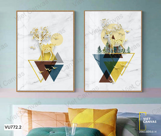 Bộ 2 Tranh Hươu Và Hình Tam Giác - VU772.2