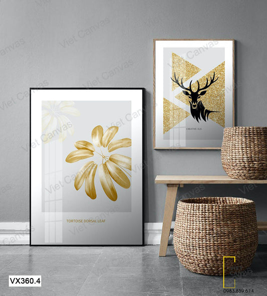 Bộ 3 Tranh Hươu Và Hoa Vàng - VW360.4