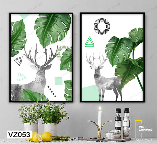 Bộ 2 Tranh Hươu Và Lá Cây - VZ053