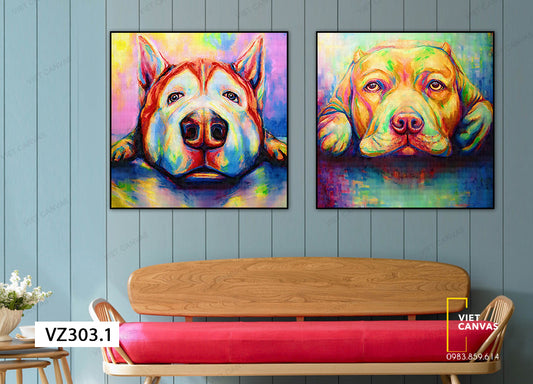 Bộ 2 Tranh Khuôn Mặt Cún Cưng - VZ303.1