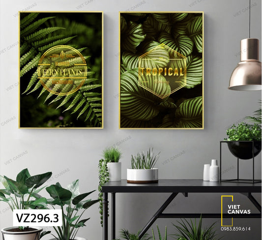 Bộ 2 Tranh Lá Cây Màu Xanh - VZ296.3