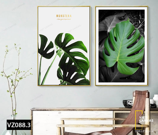 Bộ 2 Tranh Lá Cây Xanh Đơn Giản - VZ088.3