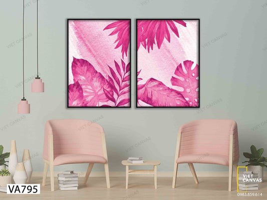 Bộ 2 Tranh Lá Sắc Hồng Cá Tính - VA795