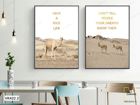 Bộ 2 Tranh Lạc Đà Ngoài Sa Mạc - VK422.2