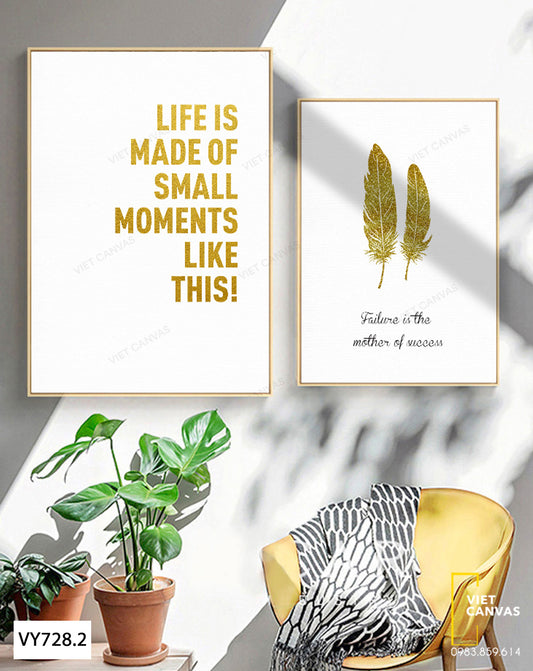 Bộ 2 Tranh Lông Vũ Và Quotes - VY728.2